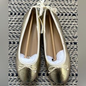 J Crew Gold Ballet Flats, size 4